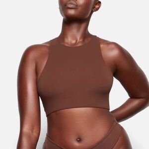 SKIMS Brown Sleeveless Crop Top